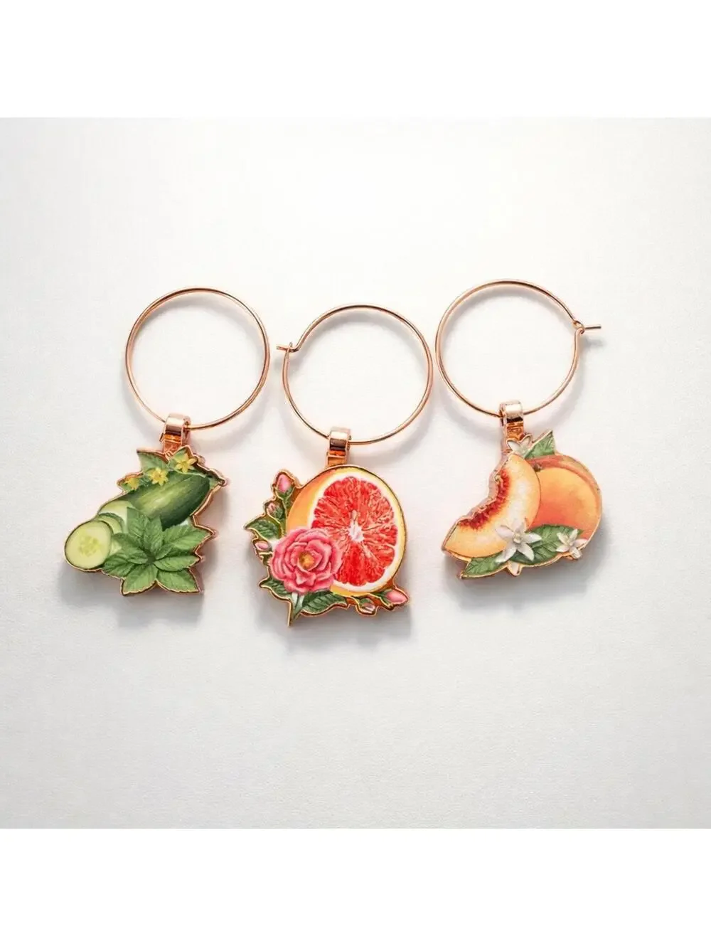 Set of 3 Ketel One Botanical Themed Wine Glass Charms